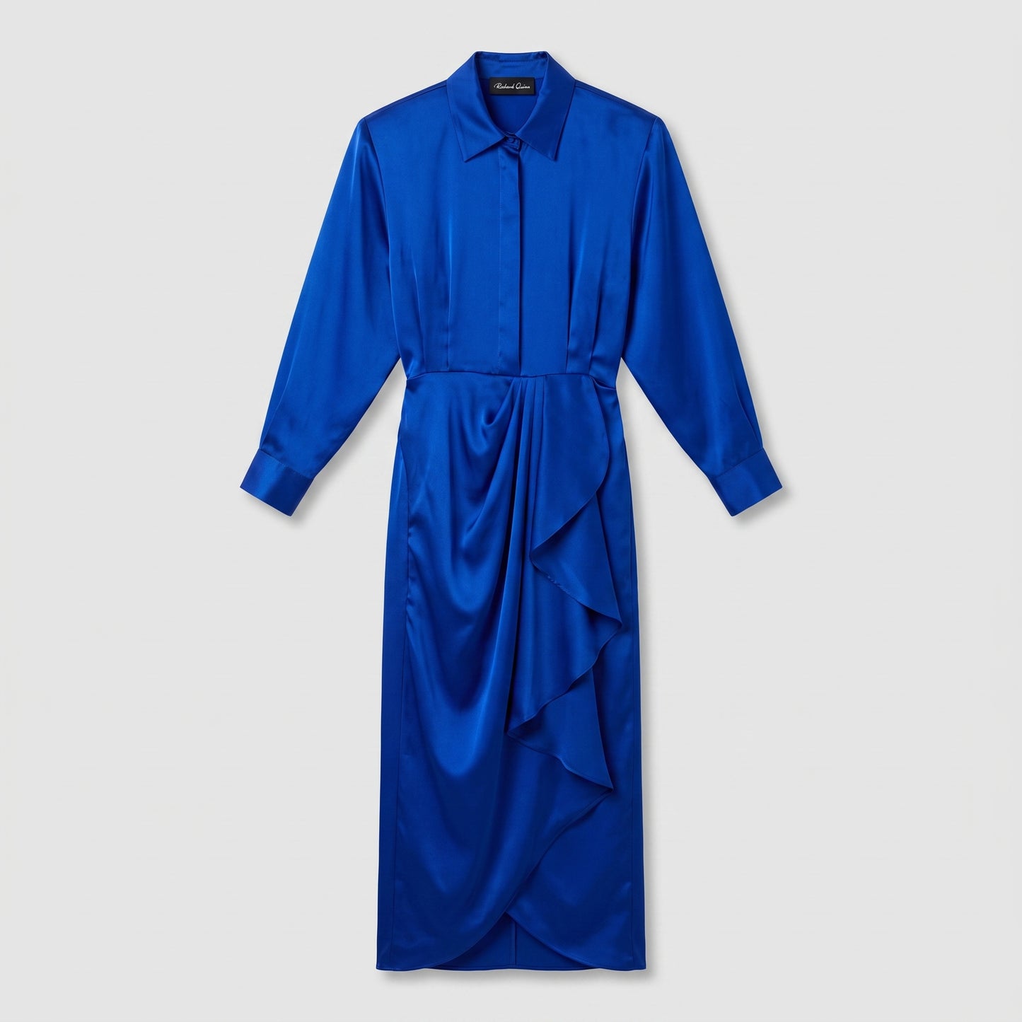 Royal Blue Satin Midi Dress