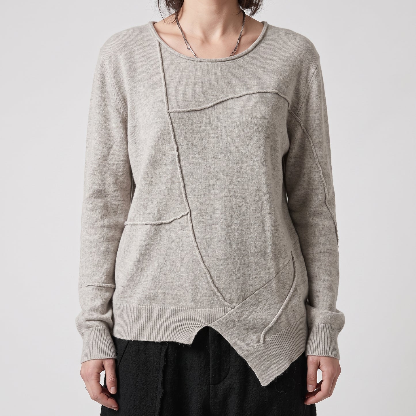 Paneled Asymmetric Knit Sweater