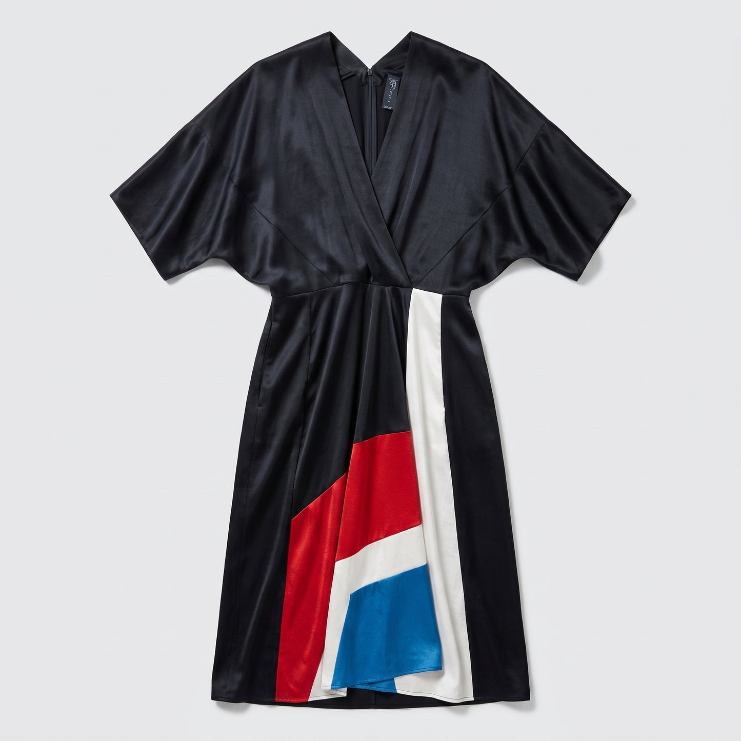 Colorblock Satin Wrap Dress