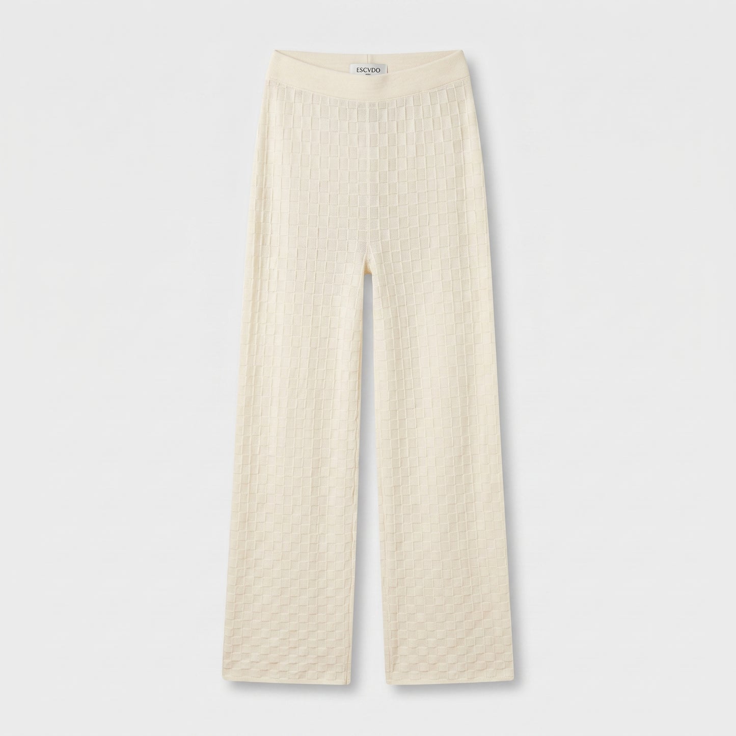 Textured Knit Wide Leg Trousers