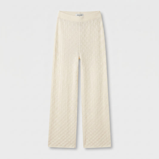 Textured Knit Wide Leg Trousers