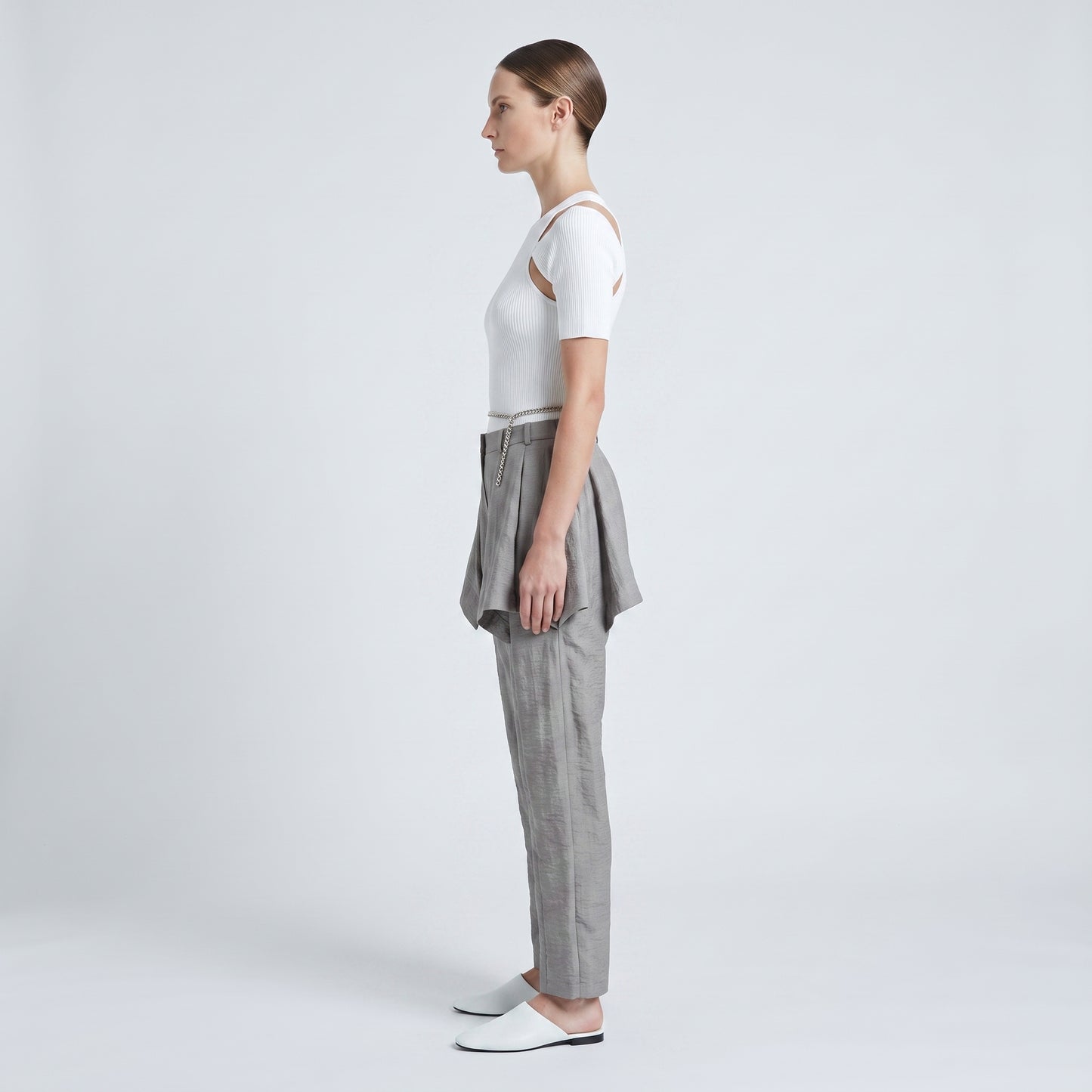 Architectural Grey Pleated Trousers