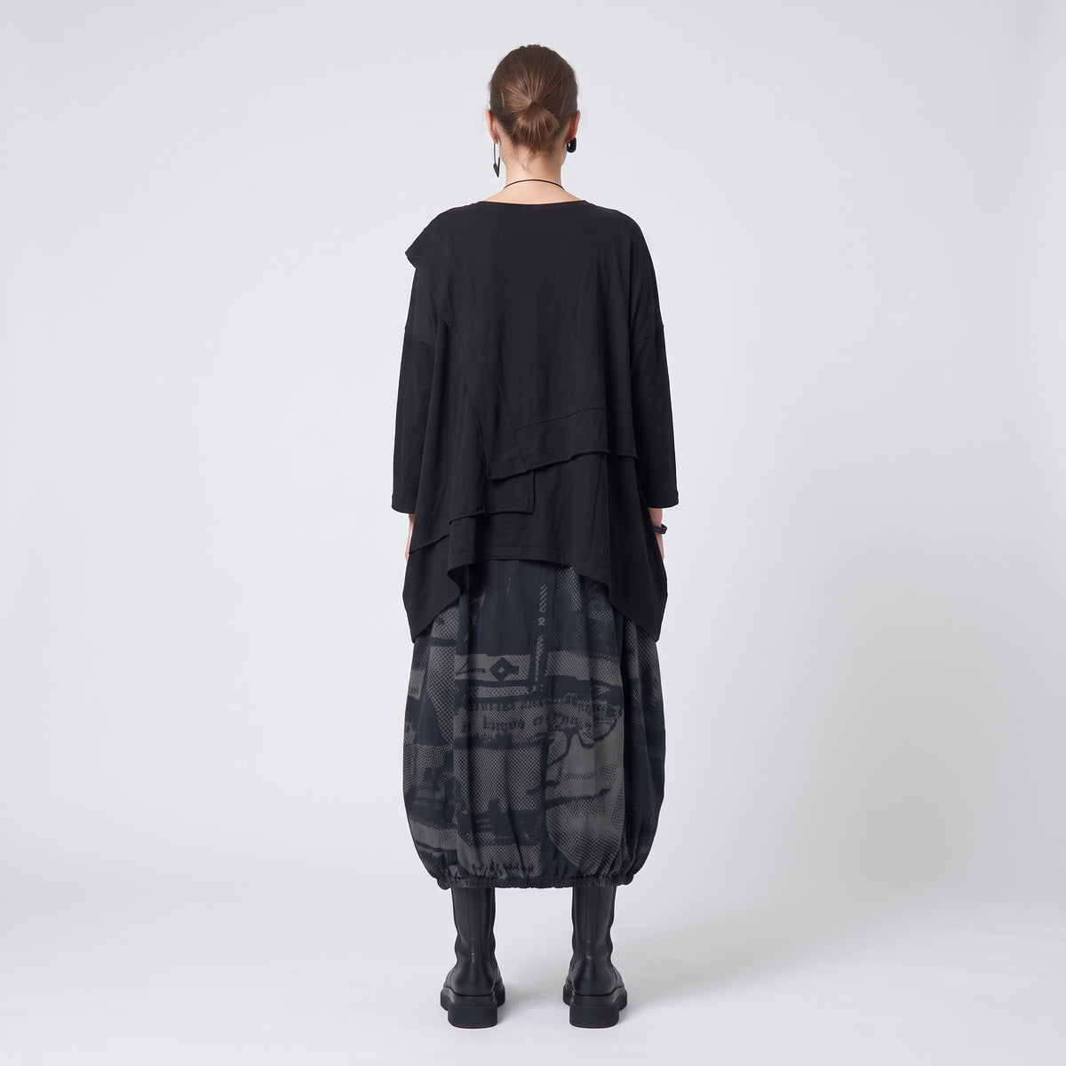 Abstract Print Bubble Hem Skirt