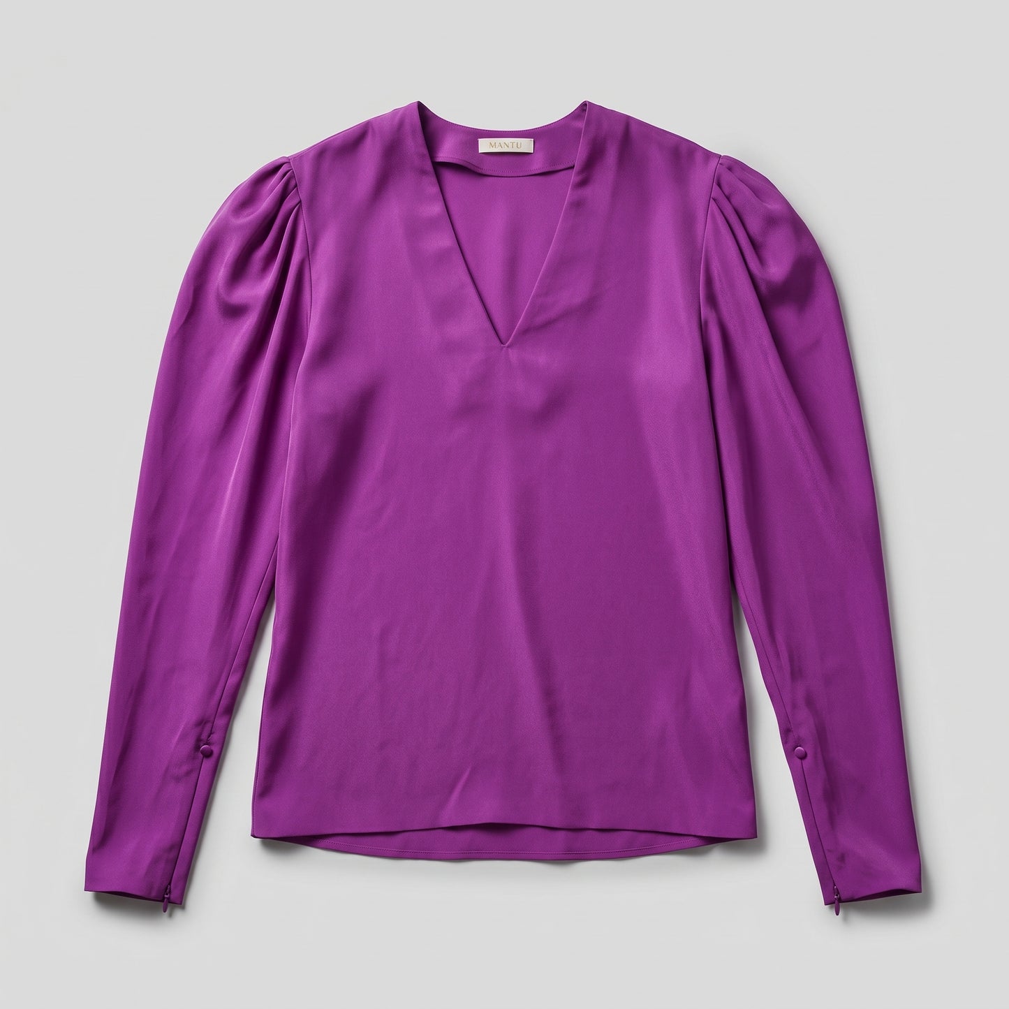 V-Neck Purple Silk Blouse