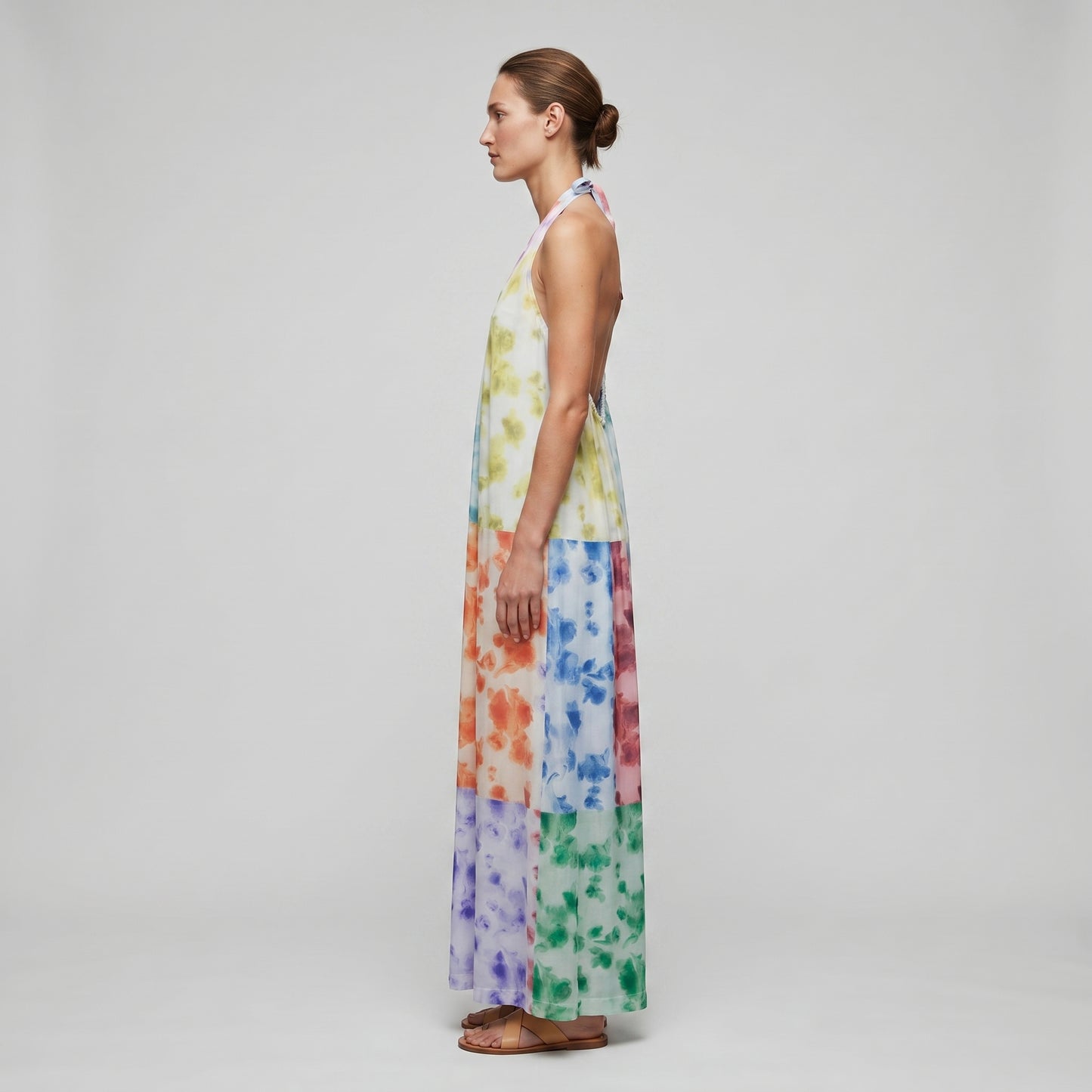 Floral Patchwork Halter Dress