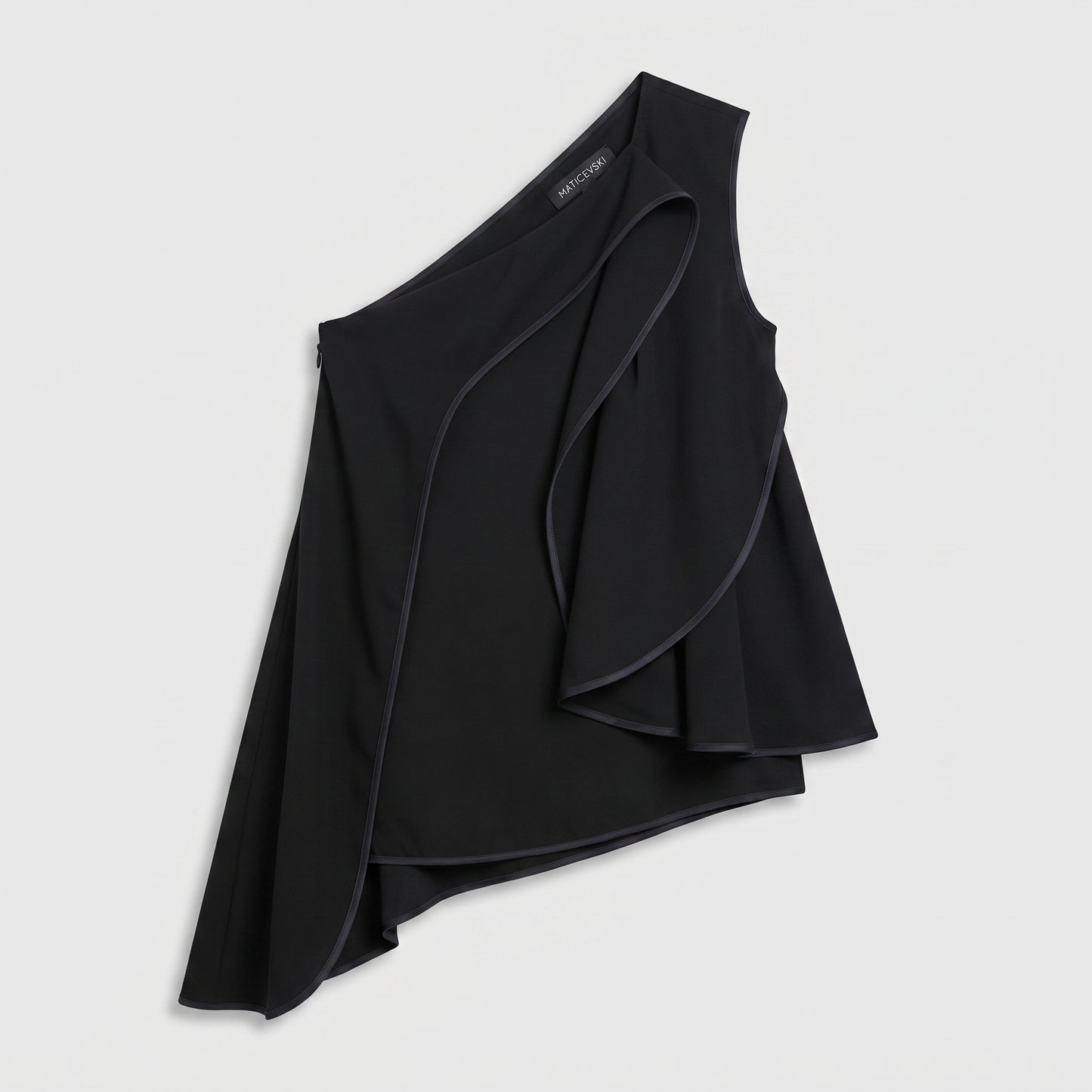 Architectural One-Shoulder Ruffle Top