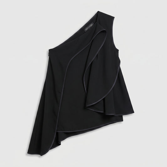 Architectural One-Shoulder Ruffle Top