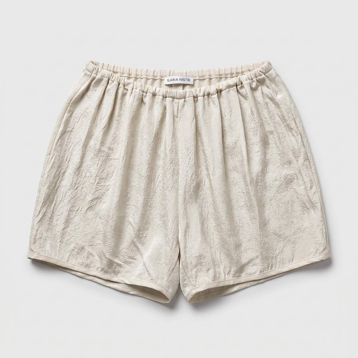 Textured Elastic Waist Silk Shorts