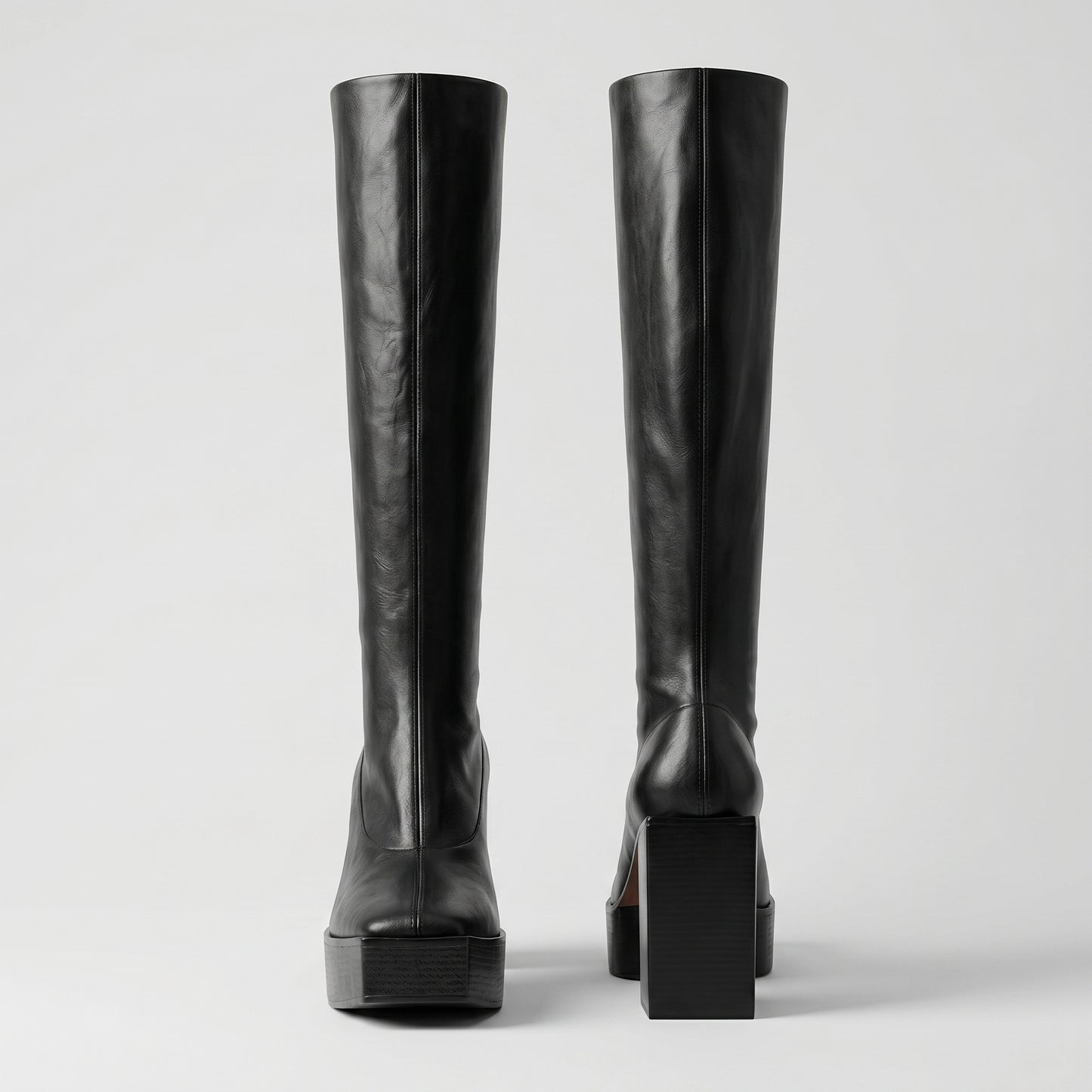 Sleek Leather Platform Knee Boots