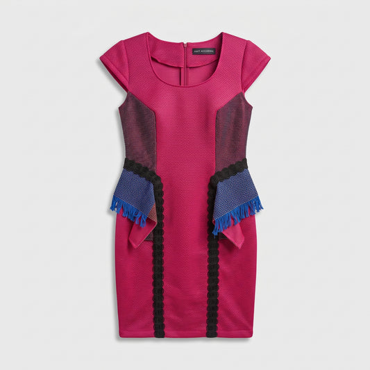 Fringed Sculpted Fuchsia Dress