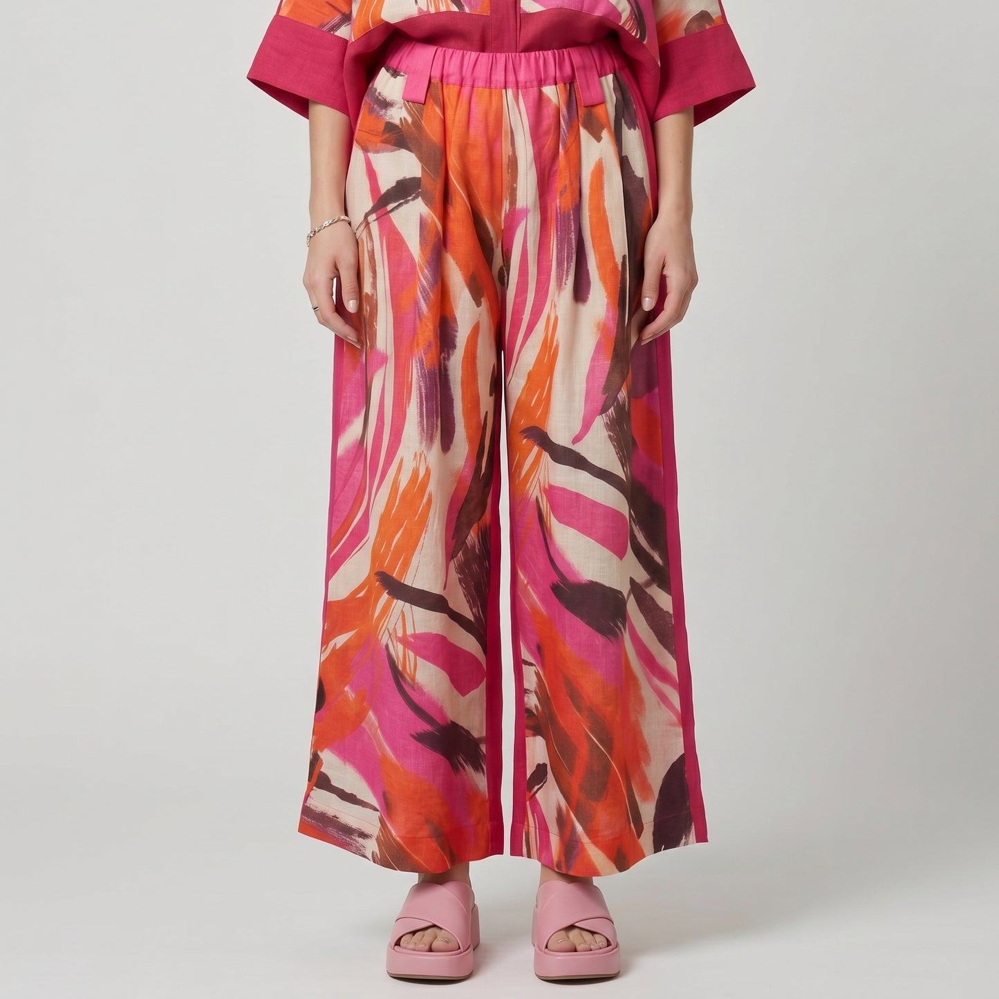 Abstract Print Wide Leg Trousers