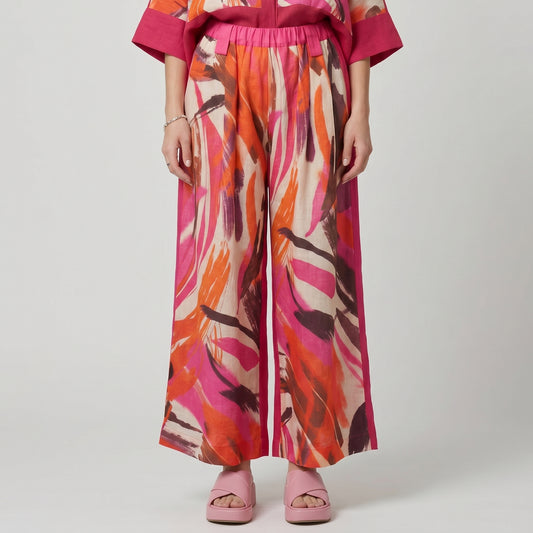 Abstract Print Wide Leg Trousers