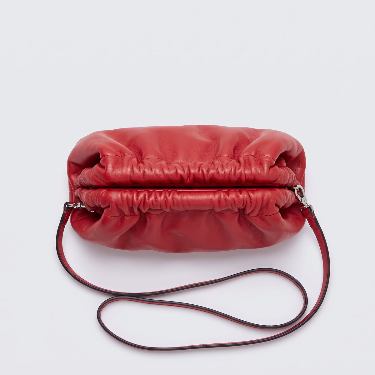 Ruched Leather Clutch Bag