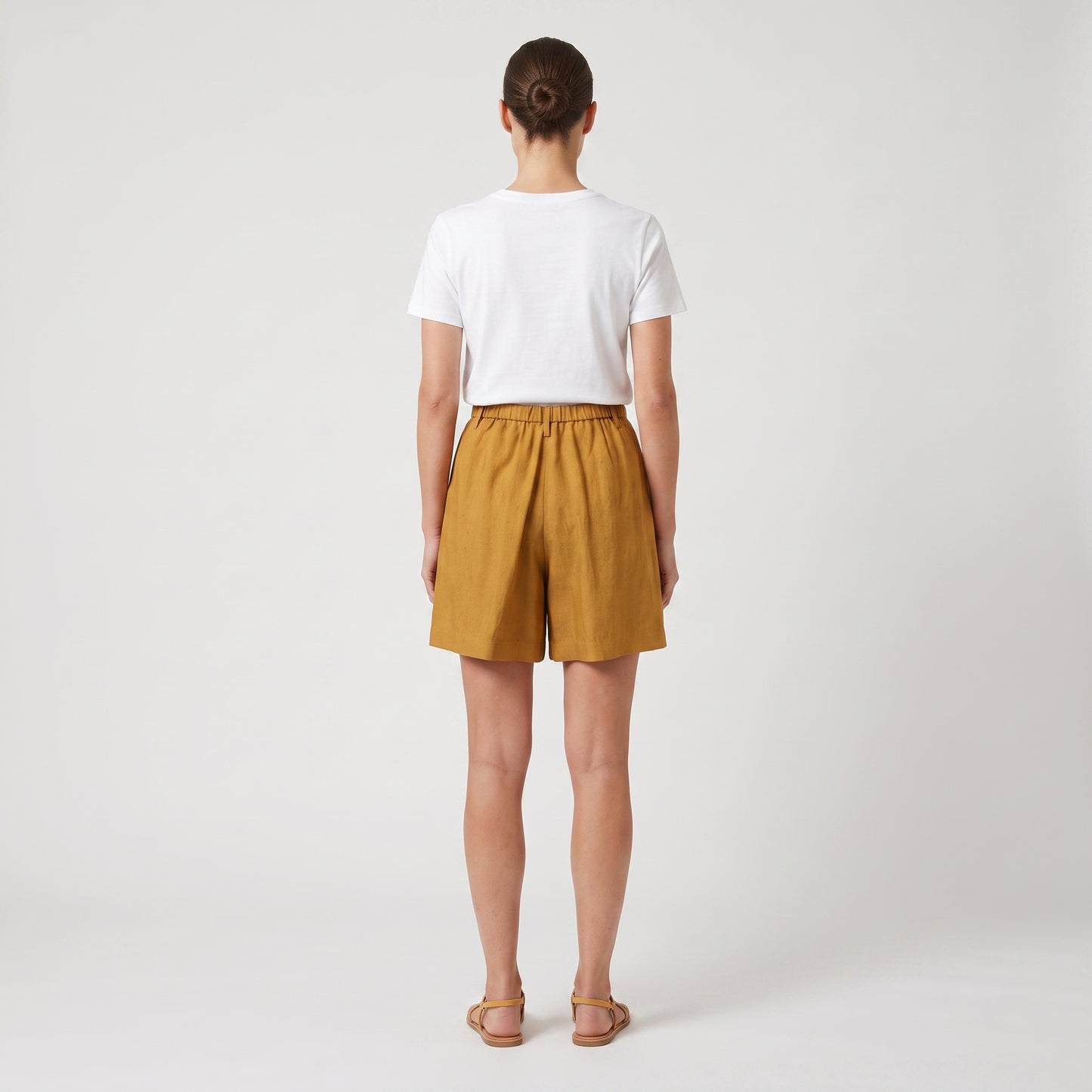 Tailored High-Waist Mustard Shorts