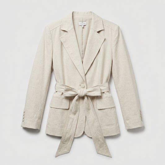 Tailored Linen Belted Blazer