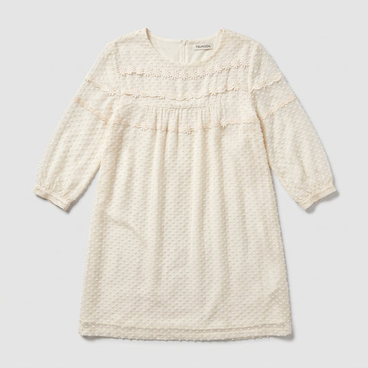 Embroidered Swiss Dot Shift Dress