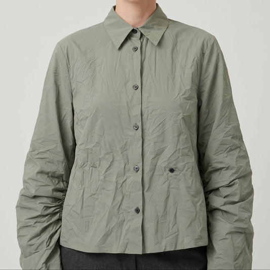Crinkled Ruched Sleeve Shirt