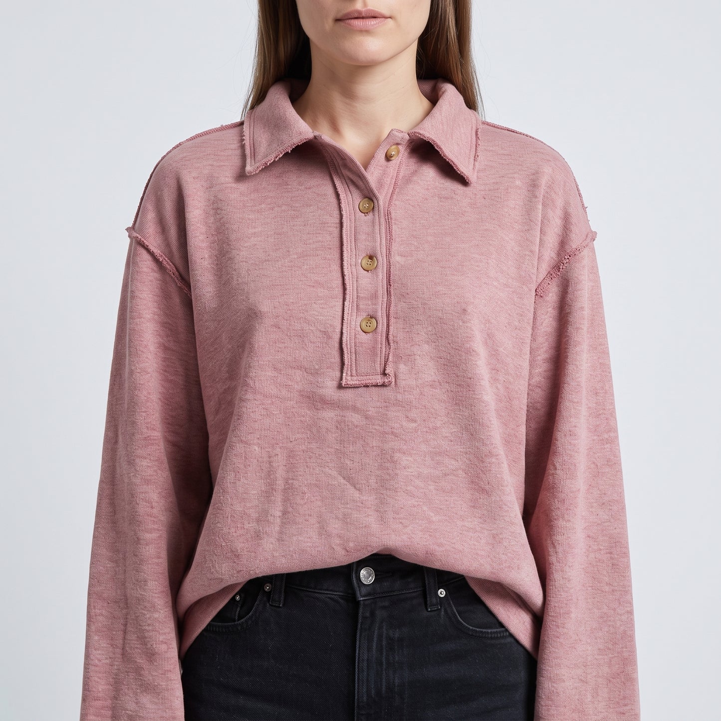 Dusty Rose Buttoned Polo Shirt
