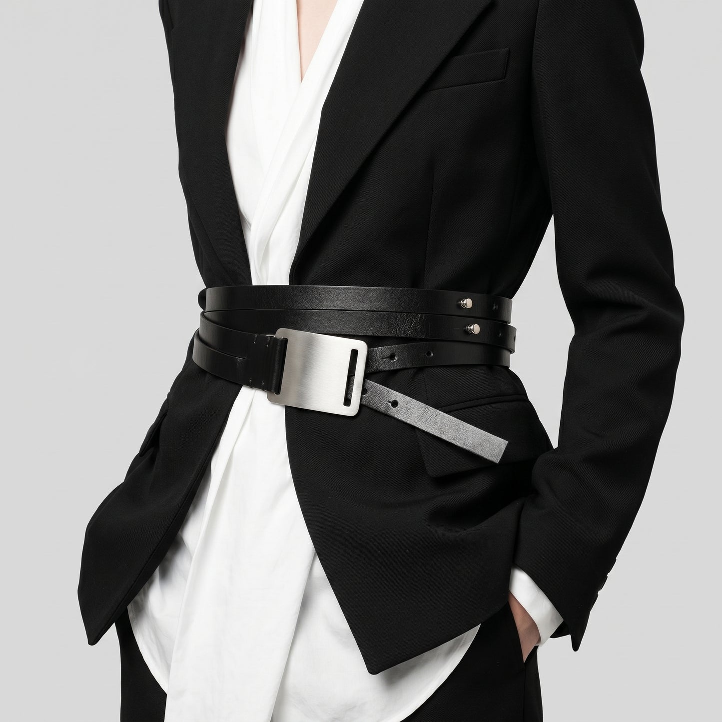 Minimalist Brushed Buckle Leather Belt