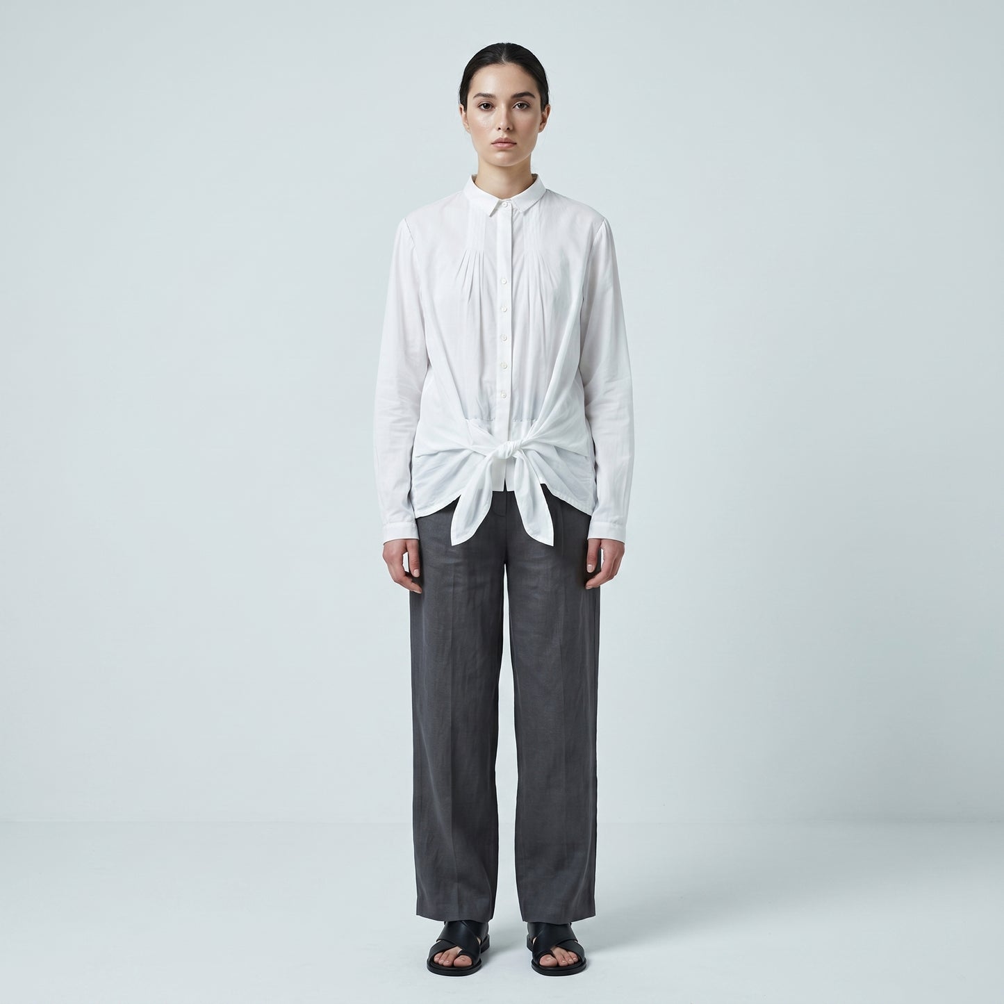 Elegant Tie-Front Cotton Shirt