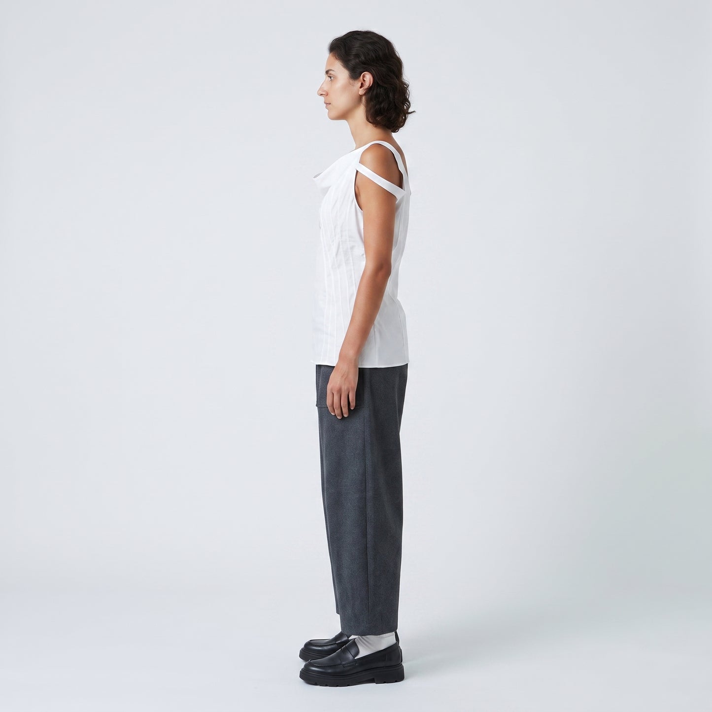 Architectural Cowl Neck Sleeveless Top