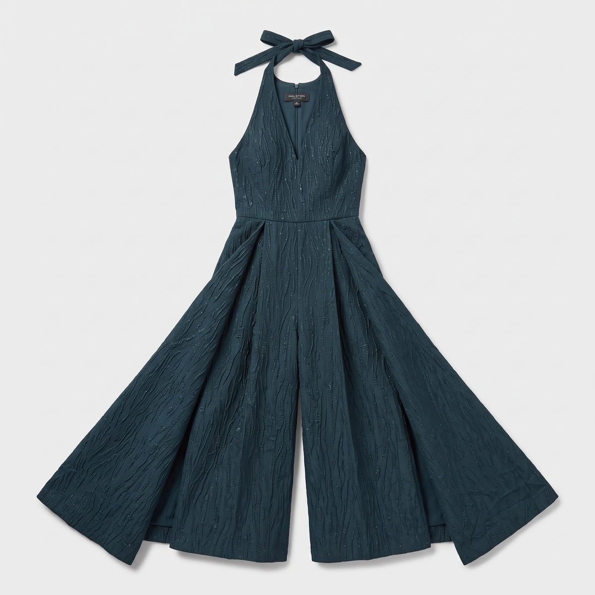 Textured Halter Neck Culotte Jumpsuit