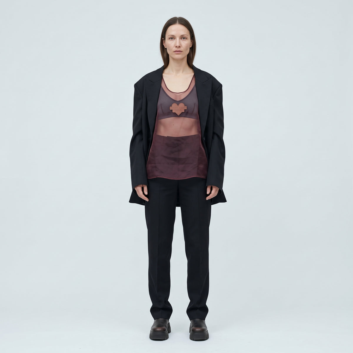 Sheer Burgundy Heart Patch Tank