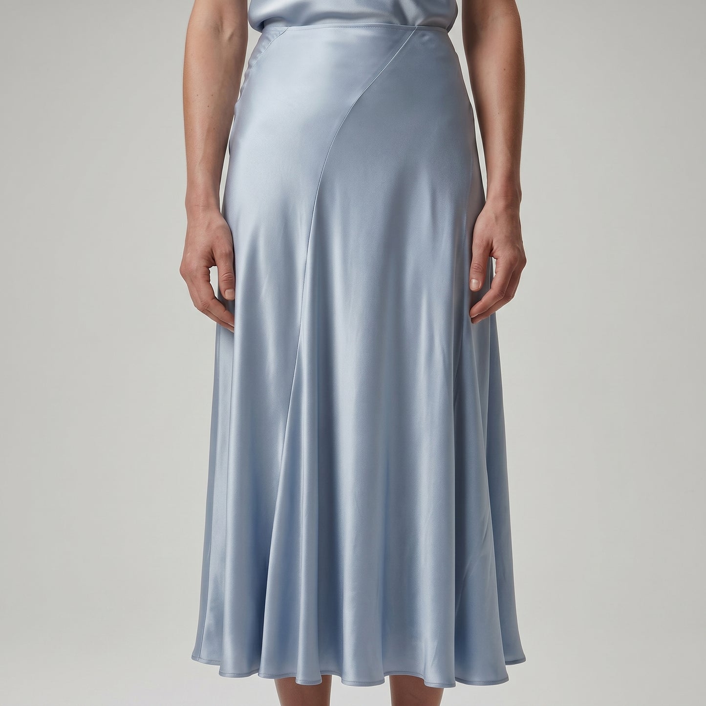 Satin Midi A-Line Skirt