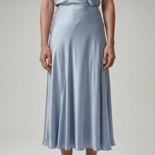 Satin Midi A-Line Skirt