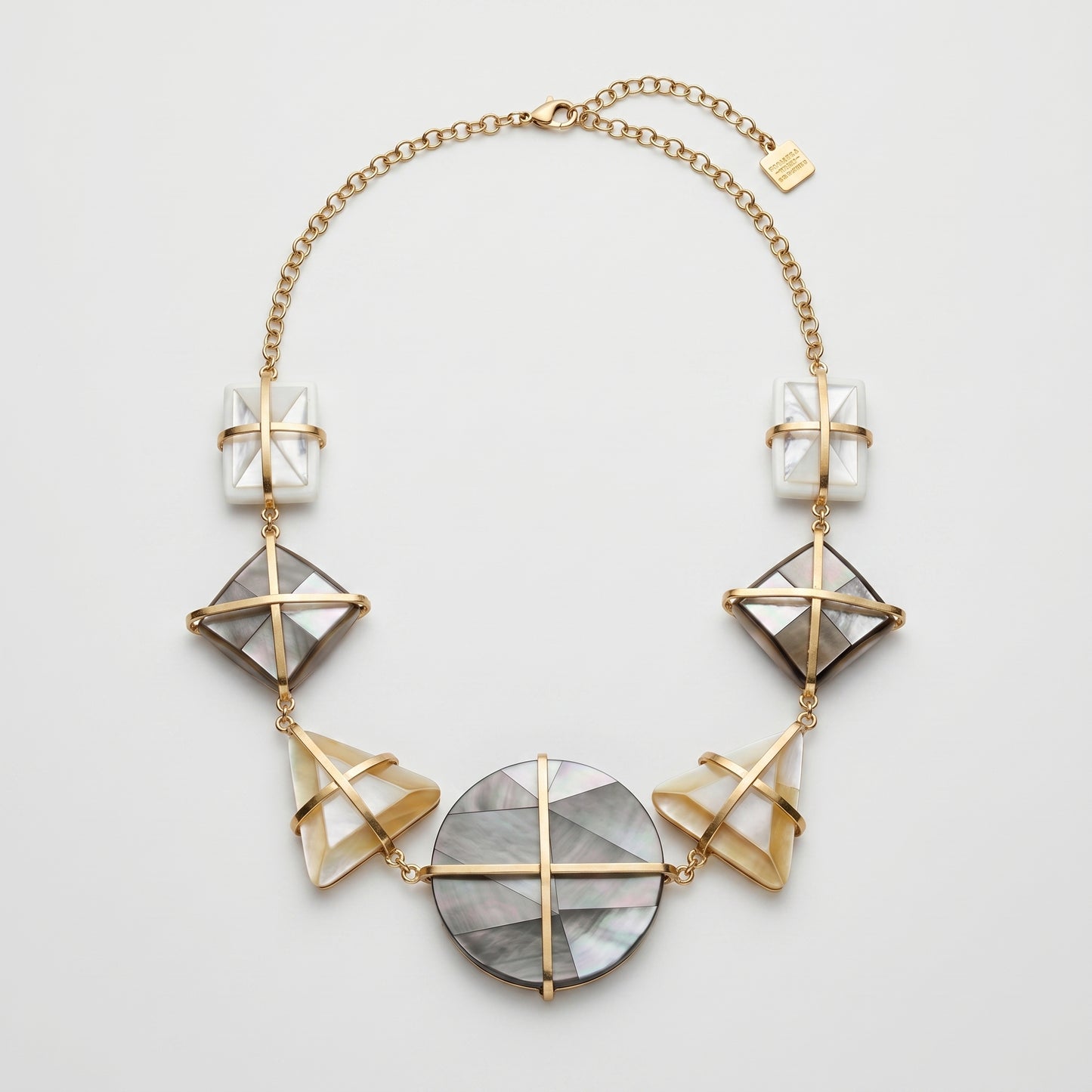 Geometric Mother-of-Pearl Gold Necklace