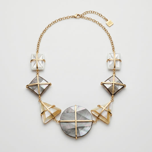 Geometric Mother-of-Pearl Gold Necklace