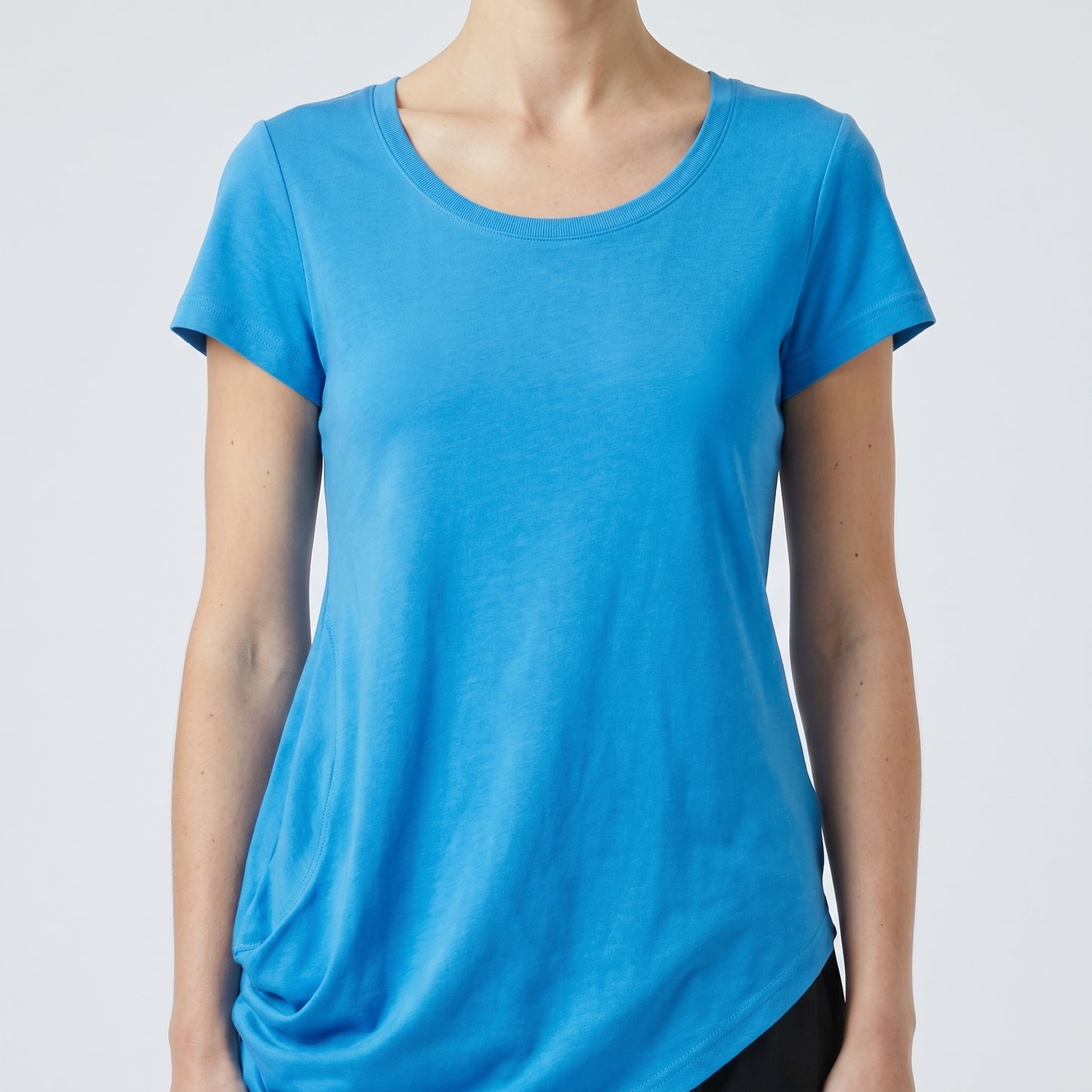 Asymmetric Ruched Cotton T-Shirt