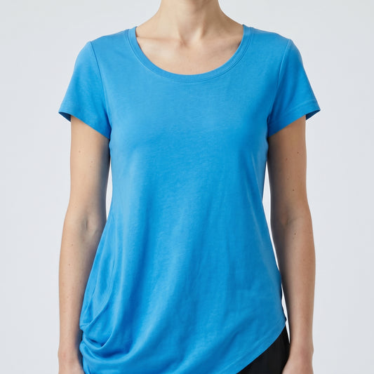 Asymmetric Ruched Cotton T-Shirt