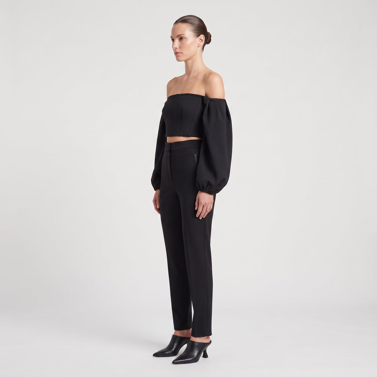 Off-Shoulder Long Sleeve Crop Top