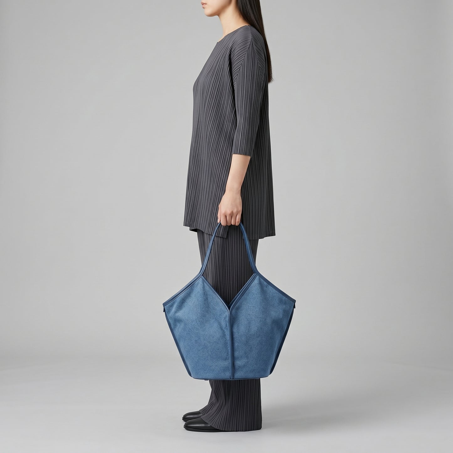 Soft Denim V-Shape Tote