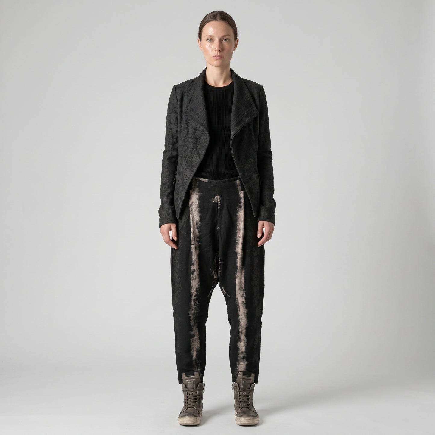 Bleached Effect Tapered Trousers