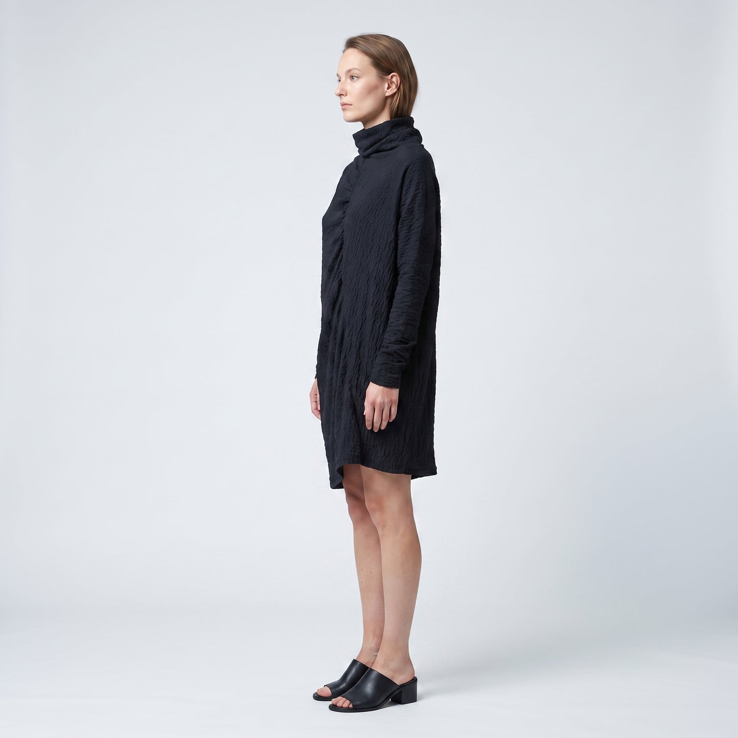 Textured Asymmetric High Neck Tunic
