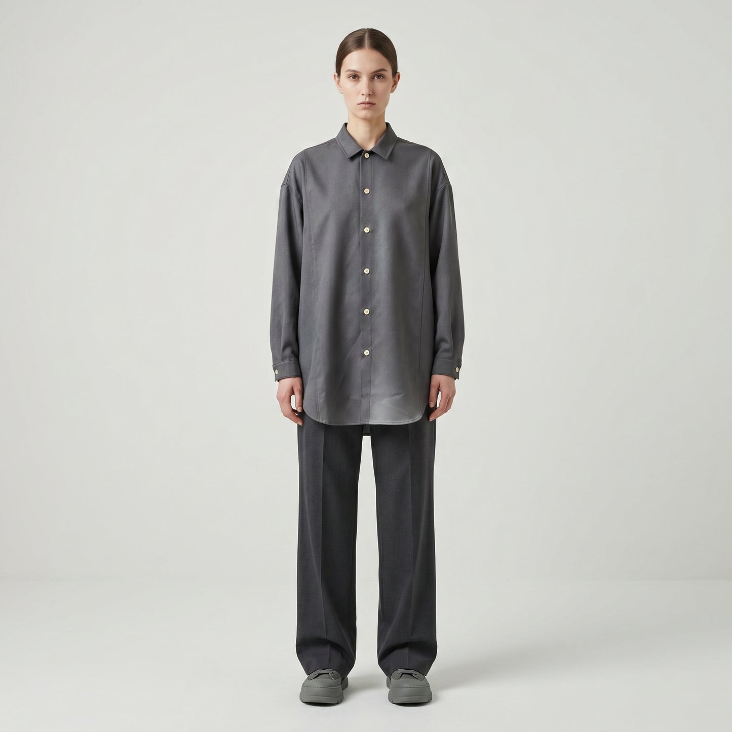 Minimalist Grey Button Down Shirt