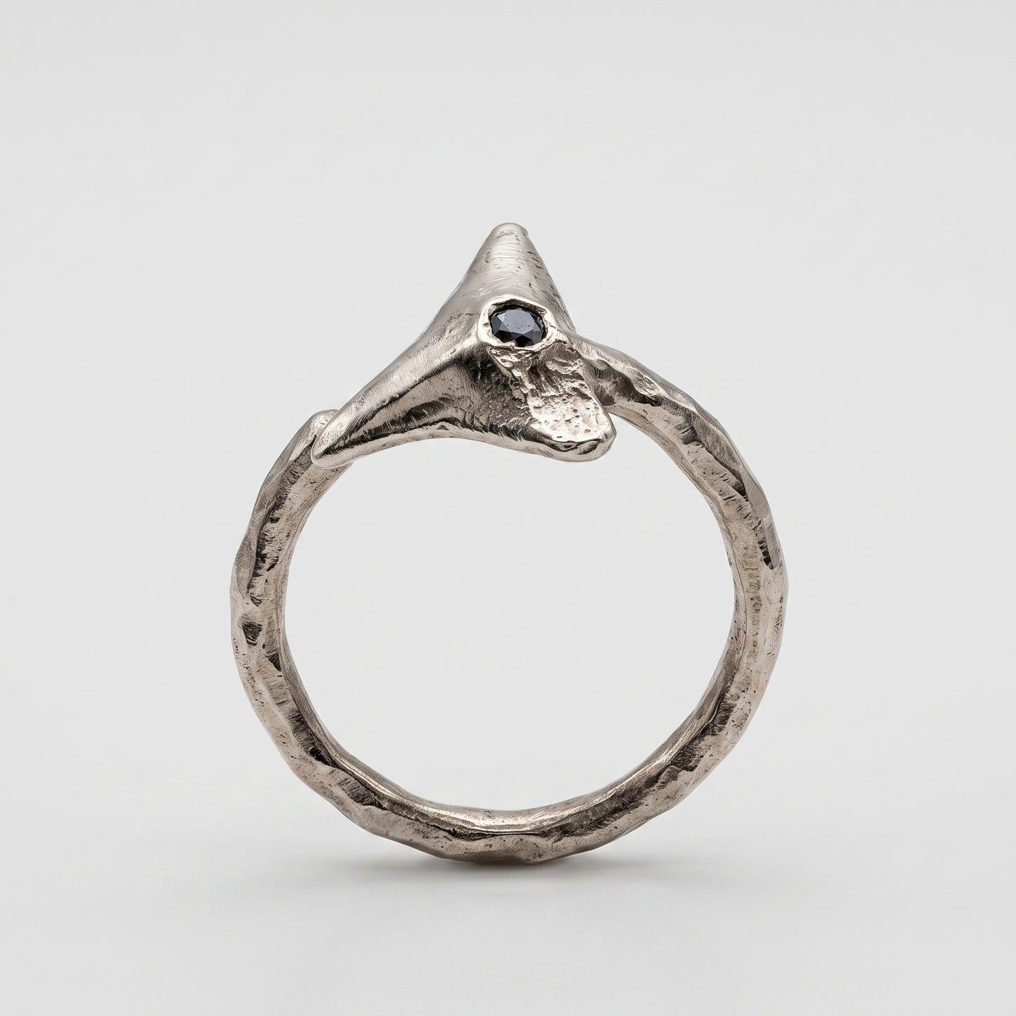 Textured Silver Triangular Statement Ring