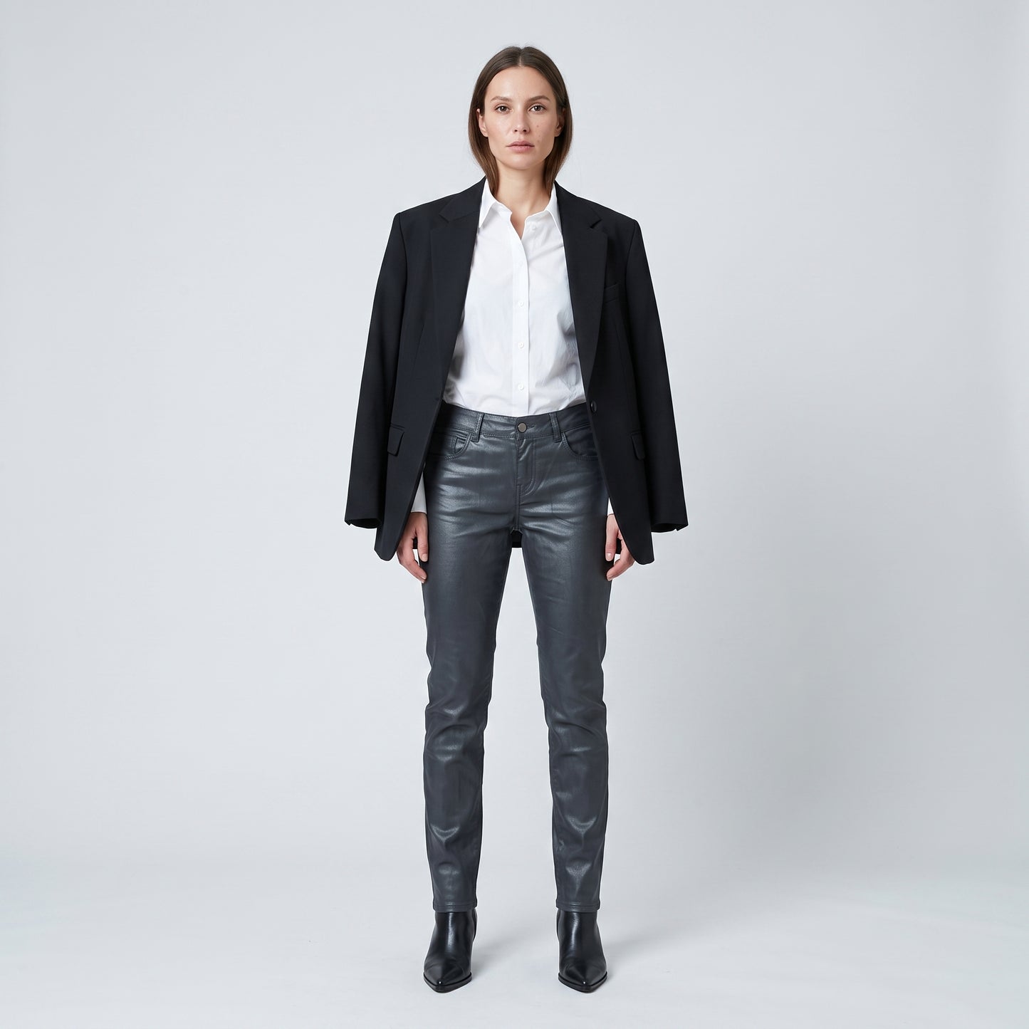 Coated Charcoal Slim Fit Jeans