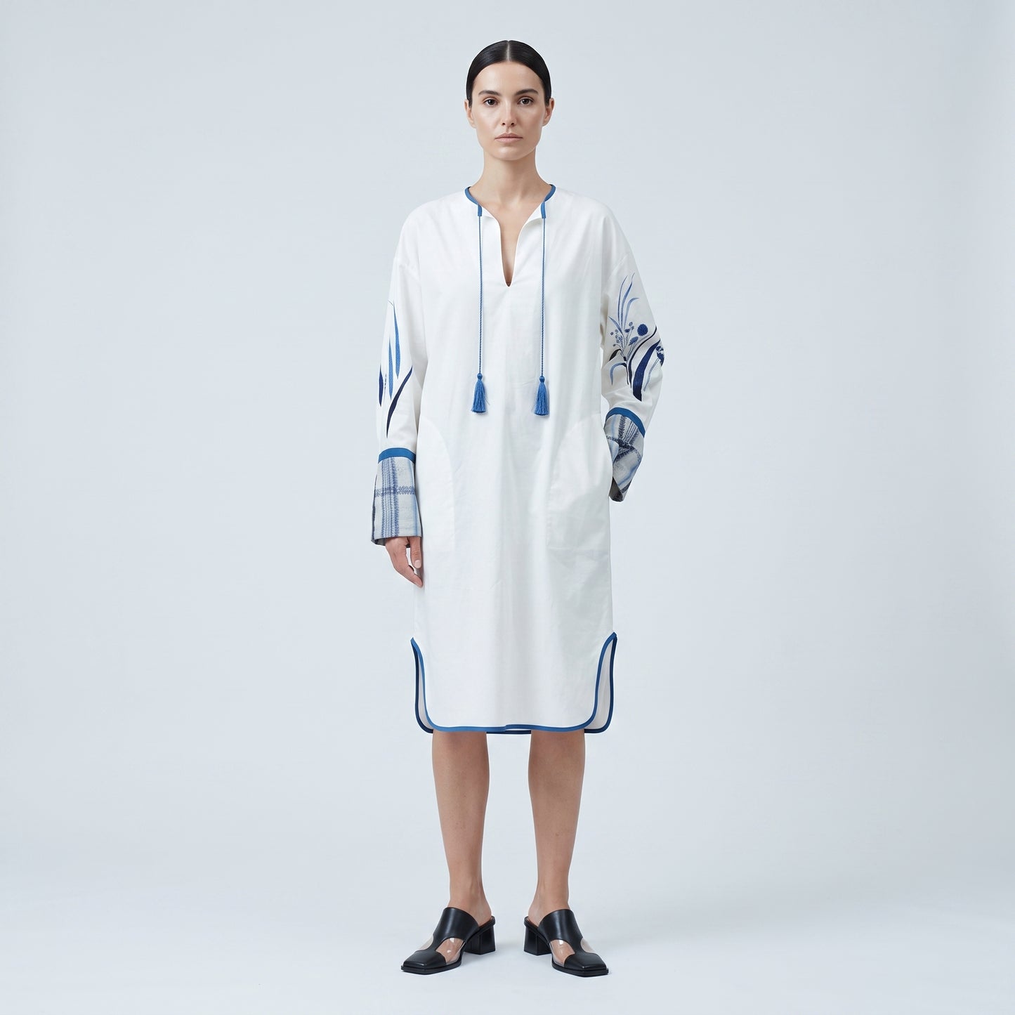 Embroidered Tassel Kaftan Dress