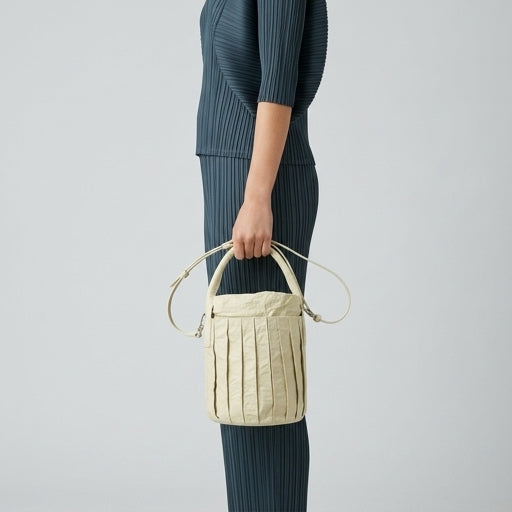 Pleated Crinkled Bucket Bag