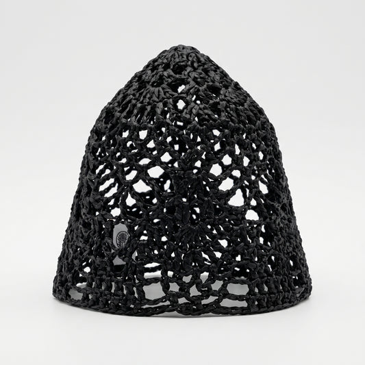 Black Woven Crochet Hat