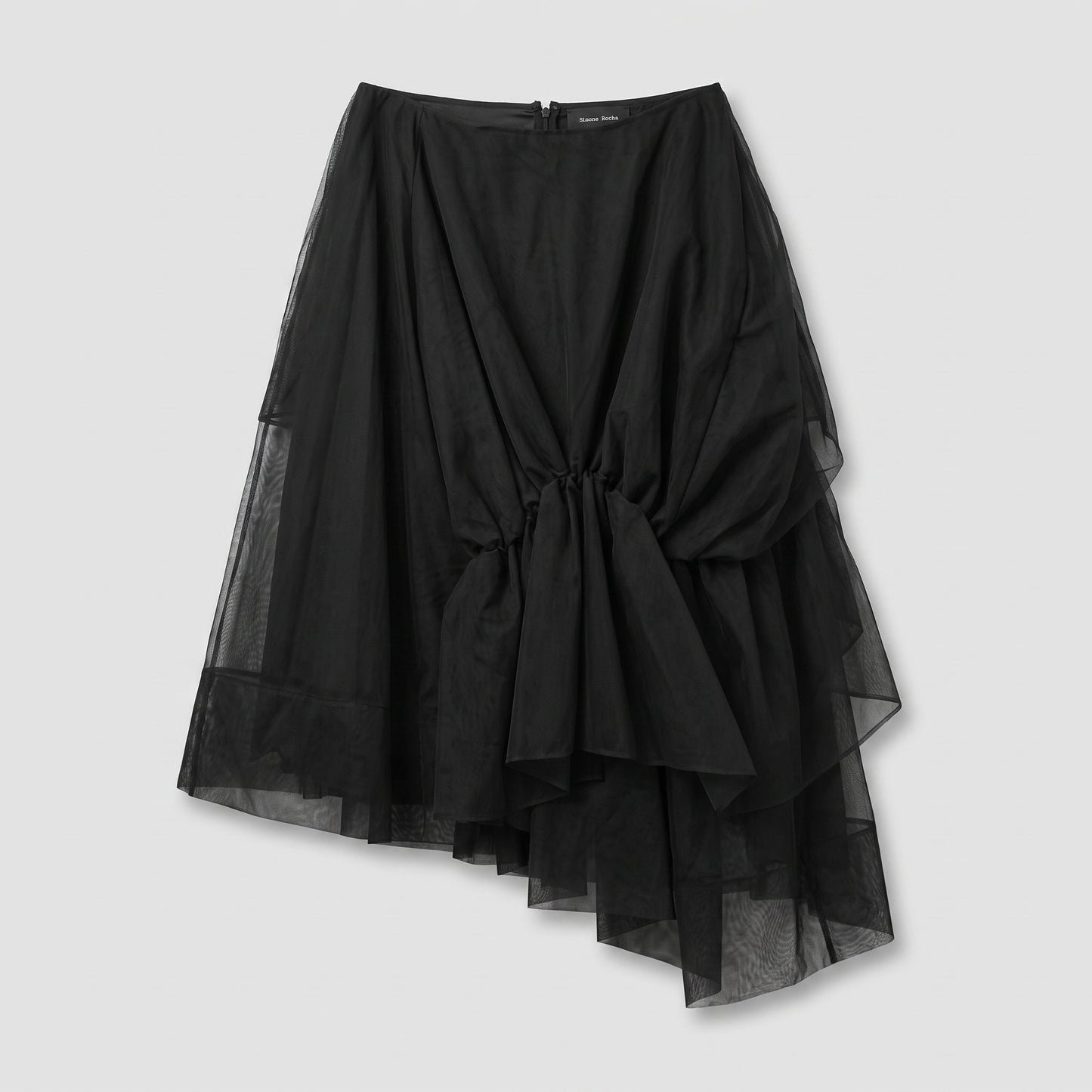 Asymmetric Tulle Draped Skirt