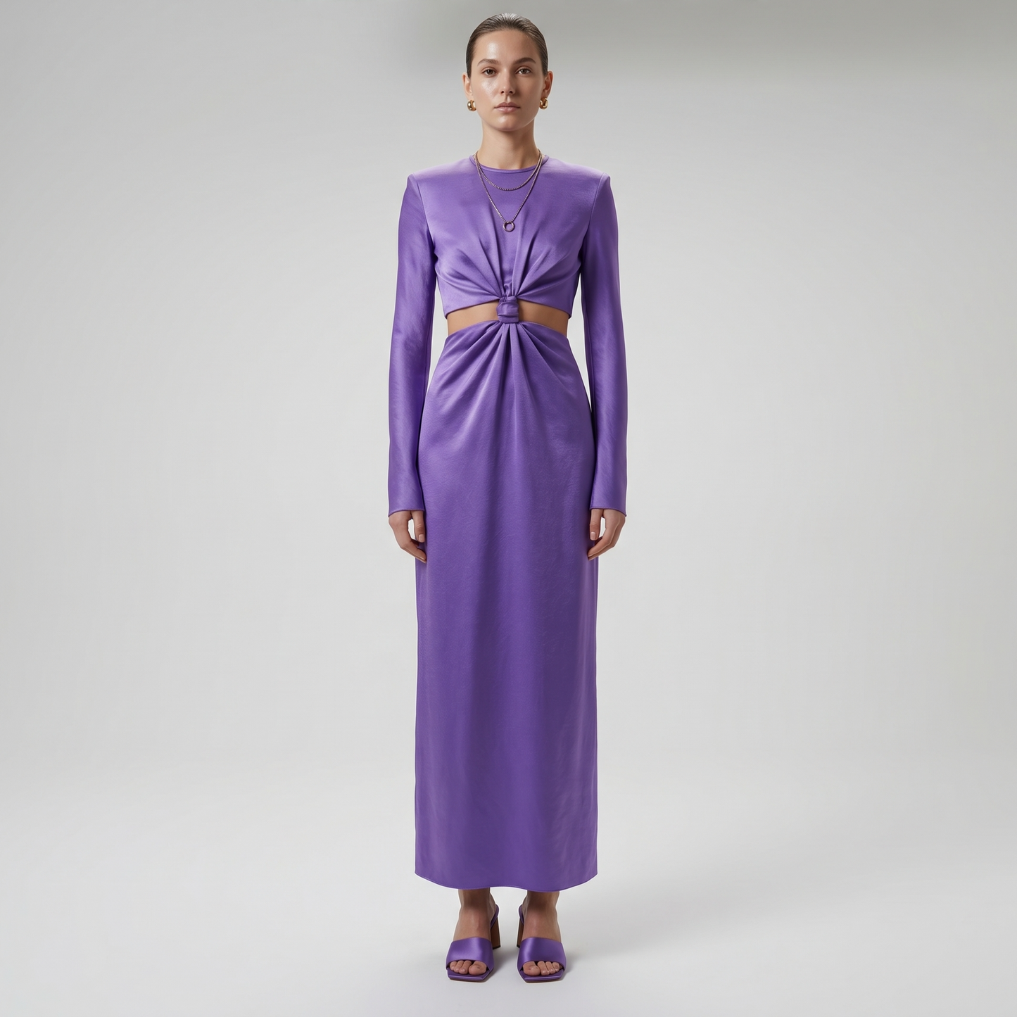 Satin Cutout Midi Dress