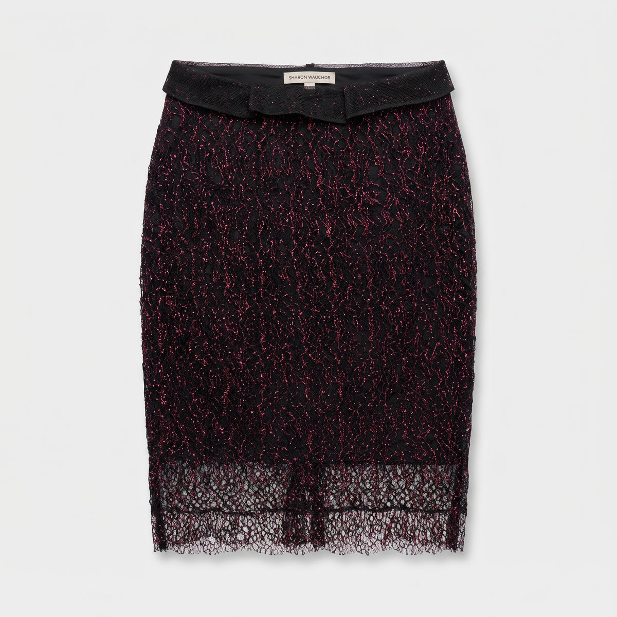 Metallic Lace Midi Skirt