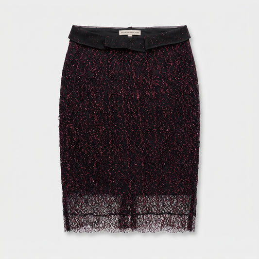 Metallic Lace Midi Skirt