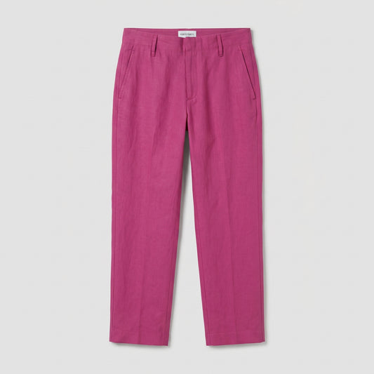 Magenta Straight Leg Linen Trousers