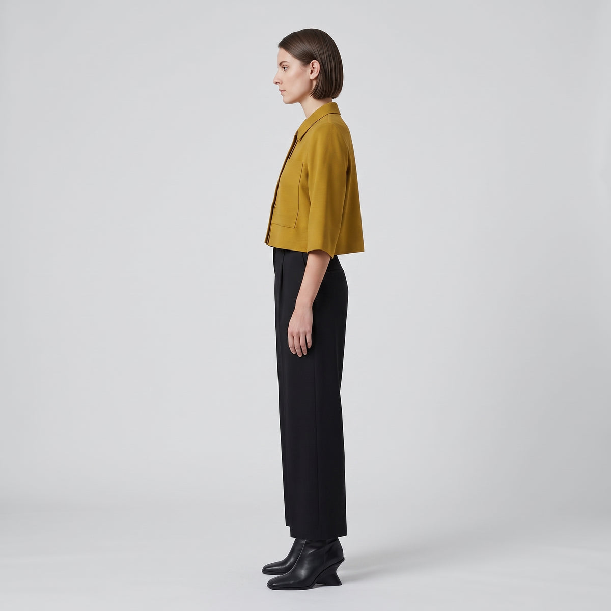 Cropped Mustard Utility Shirt