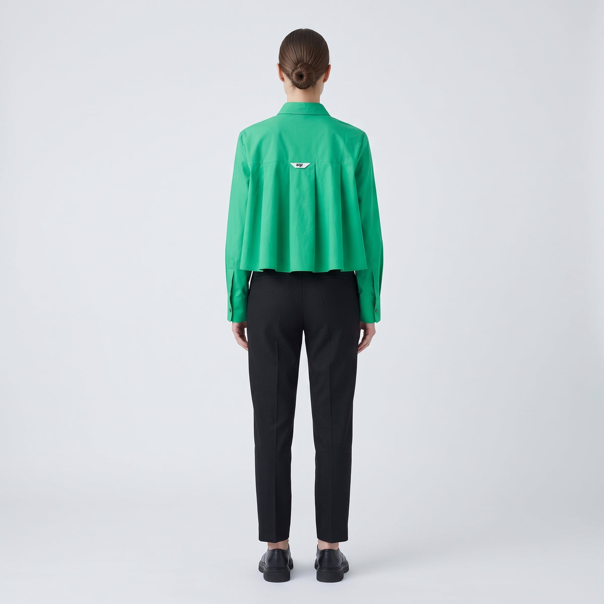 Embellished Cropped Green Shirt